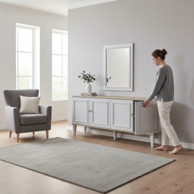 Garnitur Sideboard mit Spiegel Anrichte Kommoden Esszimmer Holz Grau