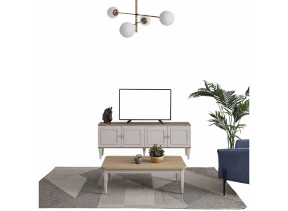 TV Ständer Schrank RTV Lowboard Wohnzimmer Grau Holz Sideboard Modern