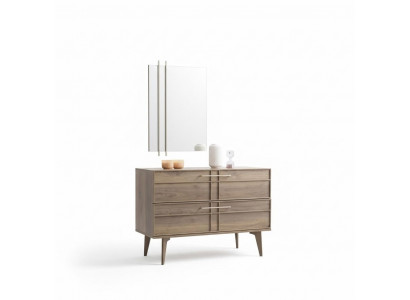 Kommode mit Spiegel Schlafzimmer Konsole Holz Braun Set 2tlg Moderne