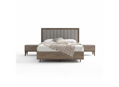 Schlafzimmer Garnitur Doppelbett Bett Nachttische Braun Holz Set 3tlg