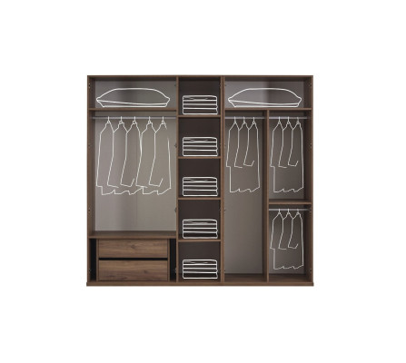 Schrank Kleiderschrank Schlafzimmerschrank Braun Holz Spiegel 5 Türen