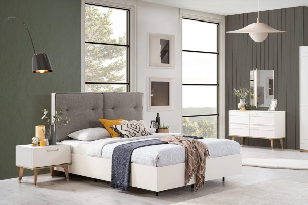Gruppe Doppelbett Komplette Bett Schlafzimmermöbel Holz 6tlg Set Weiß 