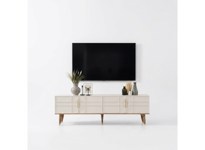 Lowboard TV Ständer Sideboard Modern Schrank RTV Wohnzimmer Weiß Holz