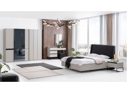 Schlafzimmer Garnitur Doppelbett Bett Nachttische Holz Set 7tlg Weiß