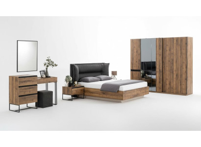 Luxus Schlafzimmer Garnitur Doppelbett Bett Holz Set 7tlg Braun Modern