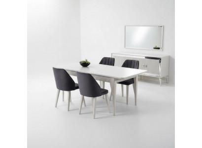 Esstisch Ausziehbar Modern Essgruppe Esszimmer Set 9tlg Grau Holz
