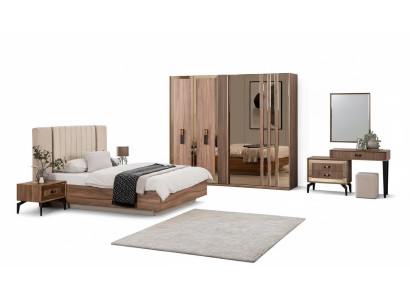 Luxus Doppelbett Schlafzimmer Garnitur Bett Holz Set 7tlg Braun Modern