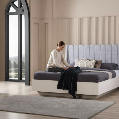 Doppelbett Schlafzimmer Garnitur Bett Holz Set 3tlg Weiß Nachttische
