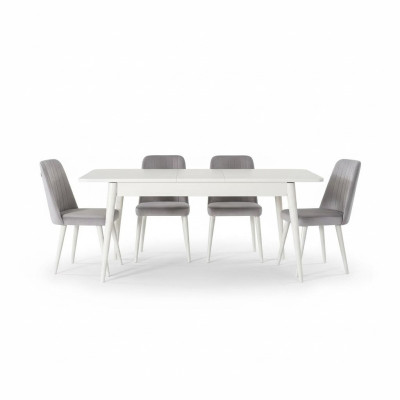 Esszimmermöbel Essecke Garnitur 7tlg Esszimmer Esstisch Weiß Stühle