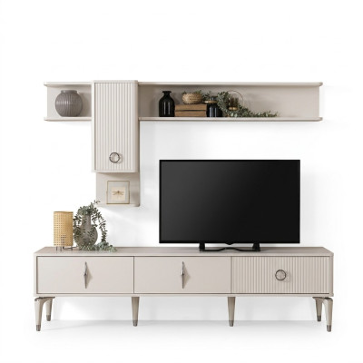 Komplette TV Ständer Schrank RTV Lowboard Wohnzimmer Regale Weiß Holz
