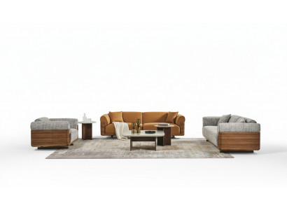 Sofagarnitur Komplette Couchgarnitur Polstersofa Braun Stoff Stoffsofa