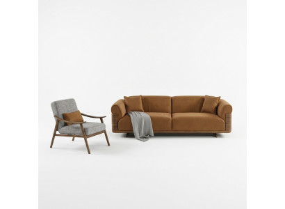 Sofagarnitur Komplette Polstersofa Braun Dreisitzer Sessel Modern 3tlg