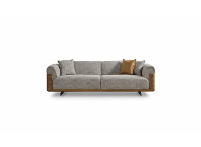 Dreisitzer Sofa 3 Sitzer Polstersofa Grau Stoff Polyester Couch Modern