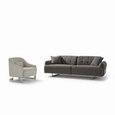 Couchen Polstersofa Grau Komplette Dreisitzer Sessel Modern 2tlg Sofas Neu