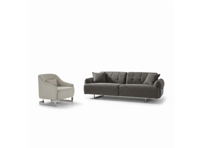 Couchen Polstersofa Grau Komplette Dreisitzer Sessel Modern 2tlg Sofas Neu