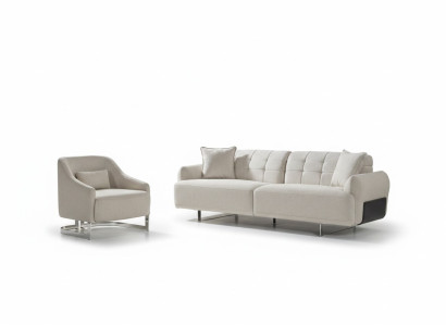 Luxus Couchen Polstersofa Weiß Komplette Dreisitzer Sessel 2tlg Sofas