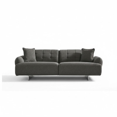 Dreisitzer Sofa 3 Sitzer Polstersofa Grau Stoff Polyester Couch Modern Neu