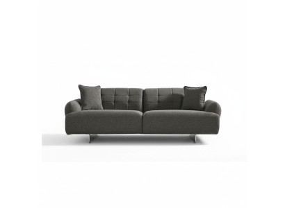 Dreisitzer Sofa 3 Sitzer Polstersofa Grau Stoff Polyester Couch Modern Neu