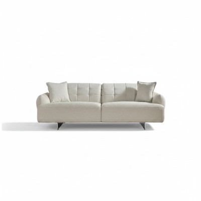 Sofa Dreisitzer 3 Sitzer Polstersofa Stoff Polyester Couch Modern Weiß