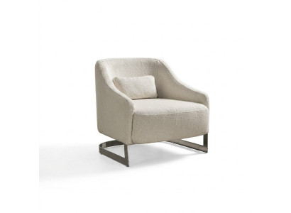 Moderne Sessel Ohrensessel Sitzer Polyester Weiß Stoff Wohnzimmer