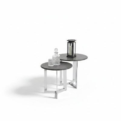 Gruppe Beistelltisch Tisch Couchtisch Wohnzimmer Edelstahl Silber Set