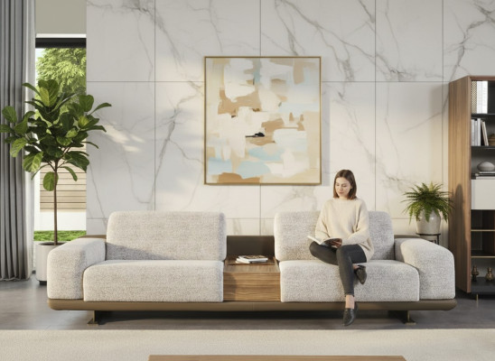 Viersitzer Sofa Couch 4 Sitzer Grau Stoff Modern Stoffsofa Polstersofa