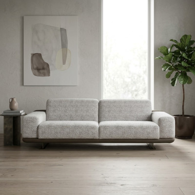 Dreisitzer Sofa 3 Sitzer Polstersofa Grau Stoff Polyester Couch Moderne