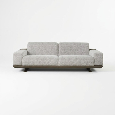 Dreisitzer Sofa 3 Sitzer Polstersofa Grau Stoff Polyester Couch Moderne