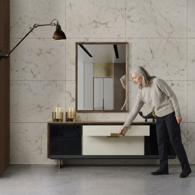 Anrichte Sideboard mit Spiegel Kommode Holz Mehrfarbig Esszimmer Set