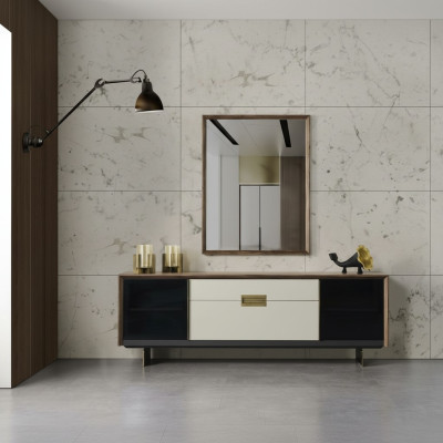 Anrichte Sideboard mit Spiegel Kommode Holz Mehrfarbig Esszimmer Set