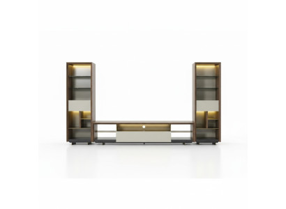 Wohnwand RTV Lowboard TV Ständer Sideboard Schrank 3tlg Holz Braun