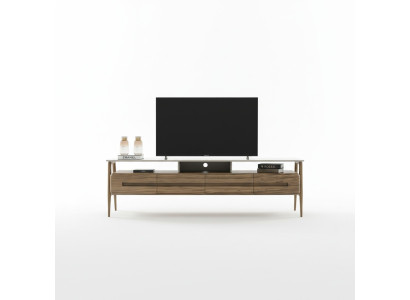 RTV Lowboard TV Ständer Wohnwand Sideboard Schrank Holz Braun Stilvoll