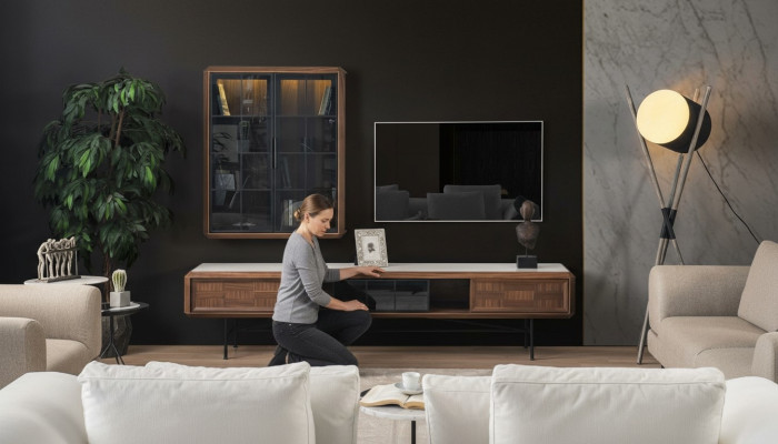 Gruppe RTV Lowboard TV Ständer Sideboard Schrank 2tlg Holz Braun Regal