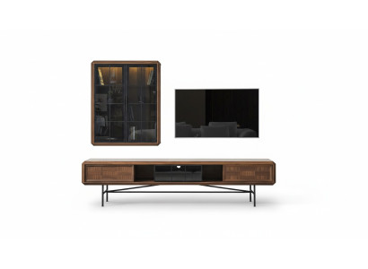 Gruppe RTV Lowboard TV Ständer Sideboard Schrank 2tlg Holz Braun Regal