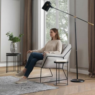 Sessel Einsitzer Stoff Ohrensessel Sitzer Polyester Grau Wohnzimmer