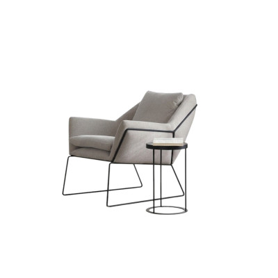 Sessel Einsitzer Stoff Ohrensessel Sitzer Polyester Grau Wohnzimmer