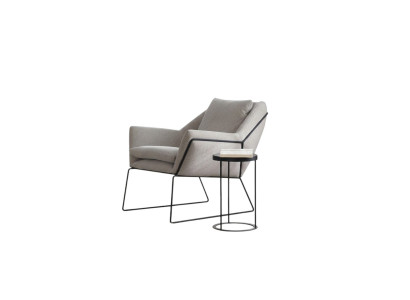 Sessel Einsitzer Stoff Ohrensessel Sitzer Polyester Grau Wohnzimmer