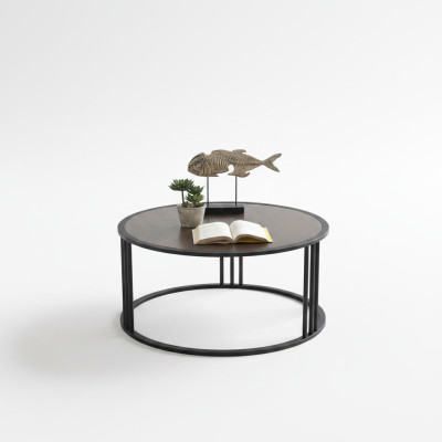 Wohnzimmer Couchtisch Beistelltisch Tisch Edelstahl Möbel Schwarz Rund