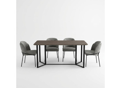 Esszimmer Essecke Essgruppe Esstisch Set 7tlg Holz Braun Stühle Modern