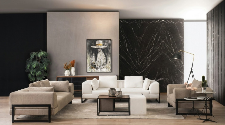 Sofagarnitur Komplette Polstersofa Couchgarnitur Grau Stoff Stoffsofa