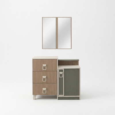 Schlafzimmer Kommode Garnitur mit Spiegel Holz Braun Set Konsolentisch