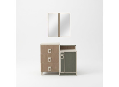 Schlafzimmer Kommode Garnitur mit Spiegel Holz Braun Set Konsolentisch