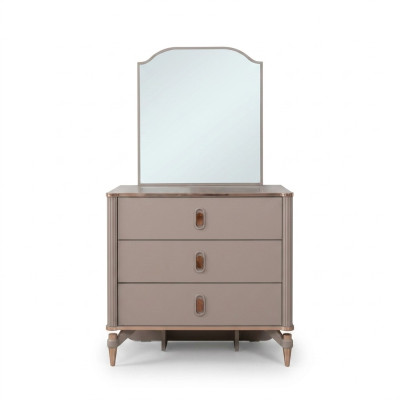 Kommode Garnitur mit Spiegel Holz Kinderzimmer Beige Konsole Set