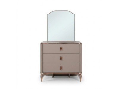 Kommode Garnitur mit Spiegel Holz Kinderzimmer Beige Konsole Set