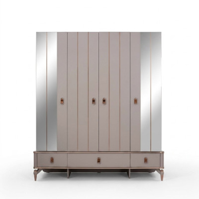 Kleiderschrank Kinderschrank Holzschrank Schrank Holz Beige Spiegel