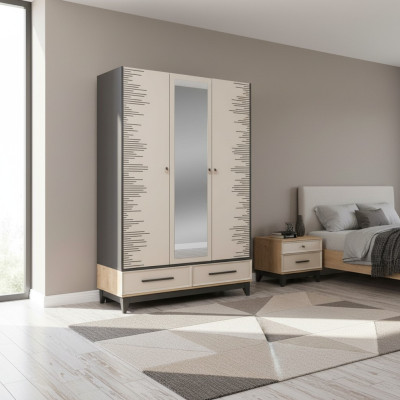 Modern Kleiderschrank Kinderschrank Holzschrank Schrank Holz Beige