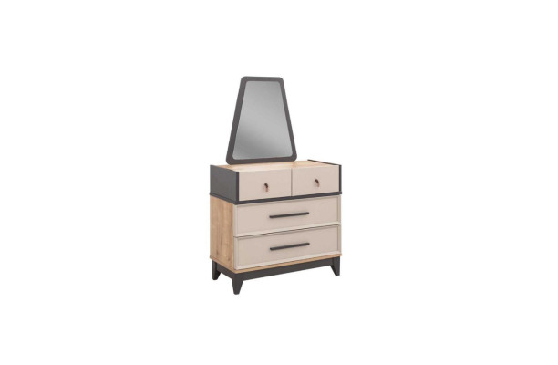 Gruppe Kommode Garnitur mit Spiegel Holz Kinderzimmer Beige Konsole
