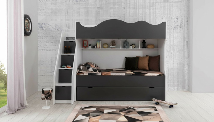 Etagenbett Bett Kinderbett Kindermöbel Grau Garnitur Moderne Kinder