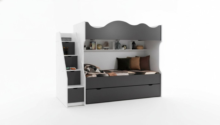 Etagenbett Bett Kinderbett Kindermöbel Grau Garnitur Moderne Kinder