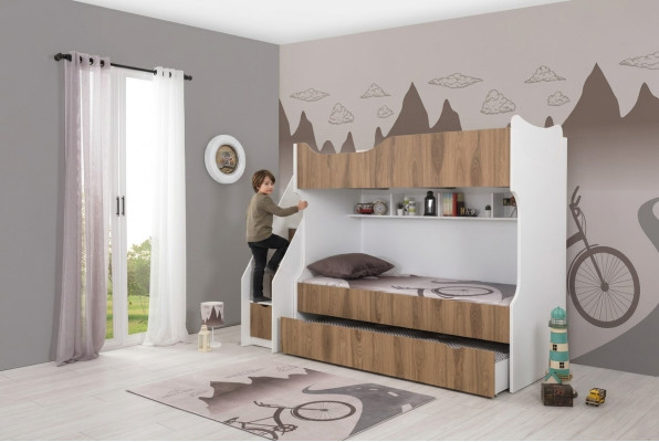 Kinderbett Etagenbett Bett Kindermöbel Weiß Garnitur Moderne Kinder